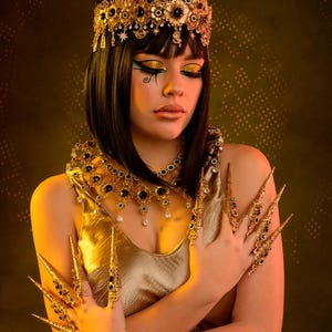 Cleopatra Cobra Goddess Crown Gold Egyptian Snake Headdress Isis Style Tiara Costume Accessory image 2