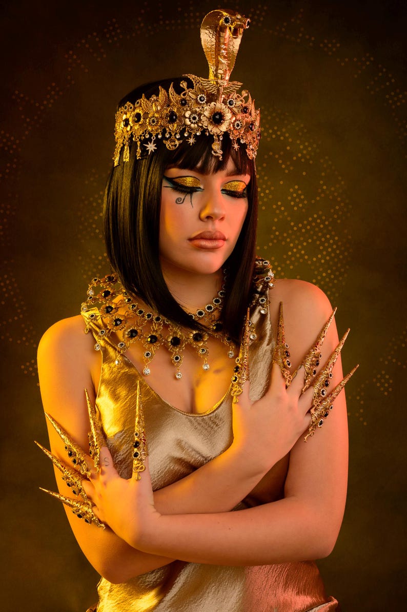 Cleopatra Cobra Goddess Crown Gold Egyptian Snake Headdress Isis Style Tiara Costume Accessory image 2