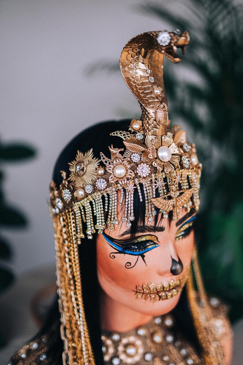 Cleopatra Crown, Gold Cobra Headpiece, Gold Crown, Halloween Costume