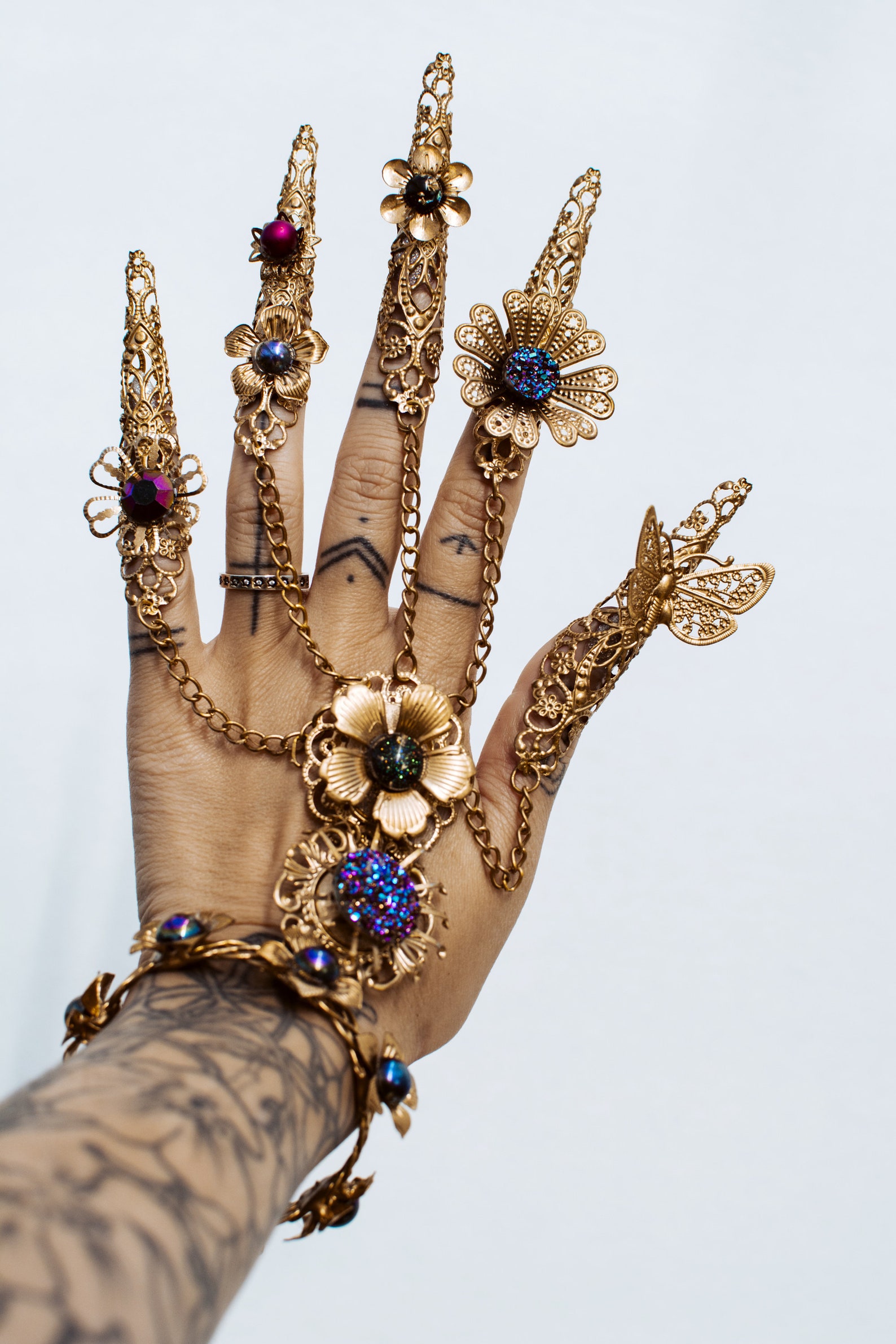 Gold Fingers Jewellery Gold Bracelet Nails Jewellery Etsy