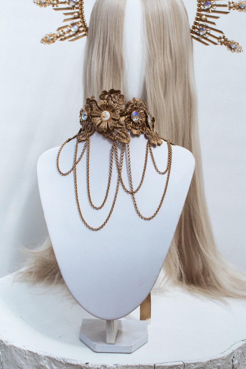 Choker necklace Gold Choker necklace Flower Choker Glamour | Etsy