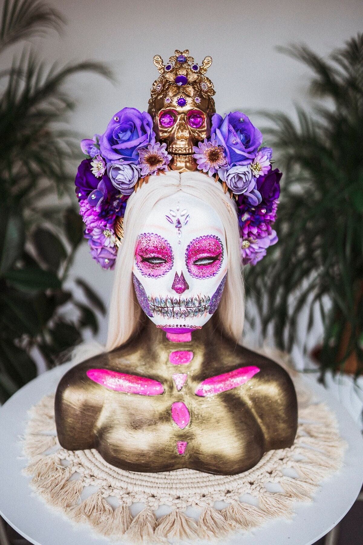Serre-tête Couronne De Fleurs Roses Et Blanches - Coiffure Pinup, Catrina (neuf)