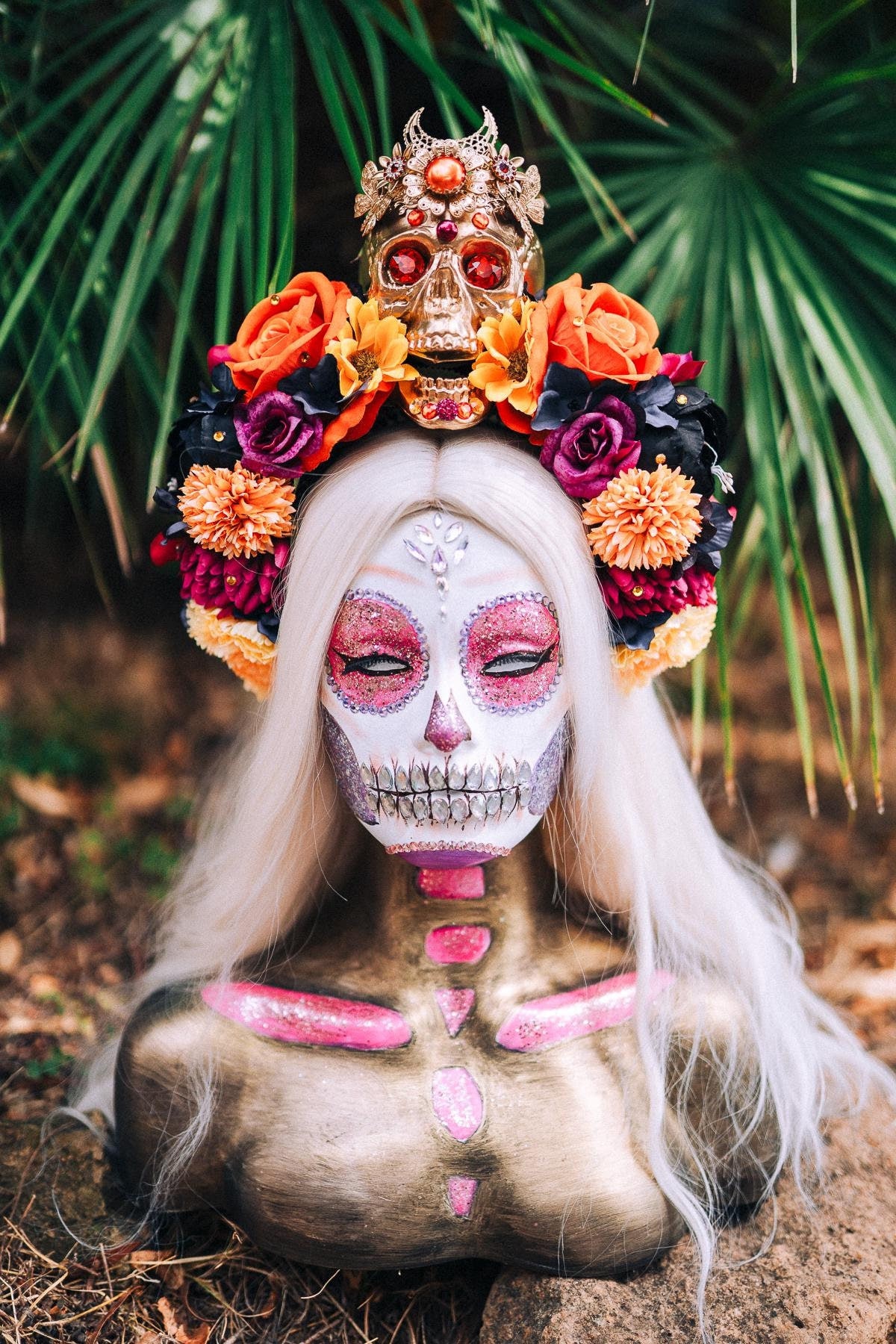 SALE! DAY OF THE DEAD Catrina Costume Halloween Crown Dia De Los Muertos Flower Crown Day of the Dead Halo Catrina Dia De Los Muertos  main image 3