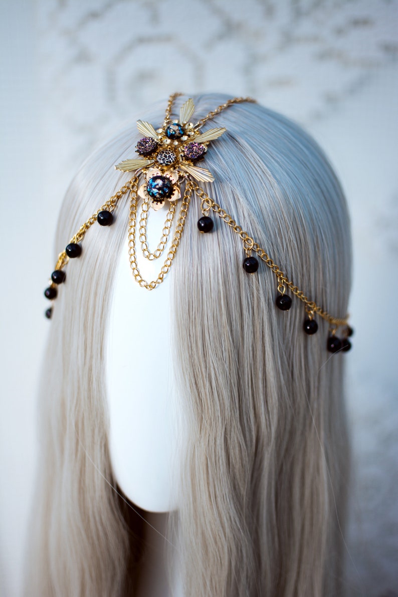 Chain headpiece Festival crown Bridal headpiece Headdress Tiara Crown Jewellery Accessories Hair accessories Burning man Boho hair jewellery image 3