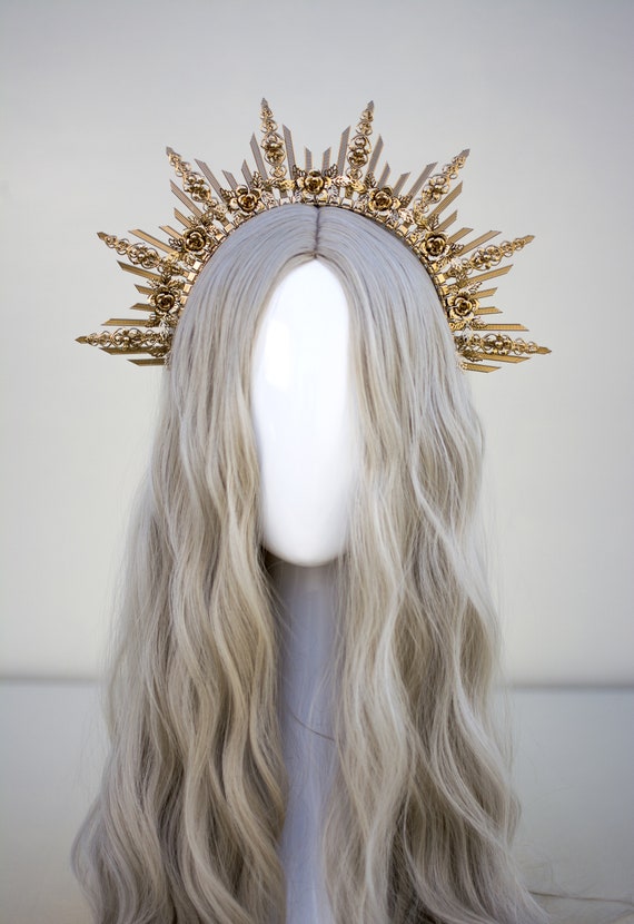Halo Gold Halo Crown Jewellery Gold Crown Flower Crown Bridal - Etsy