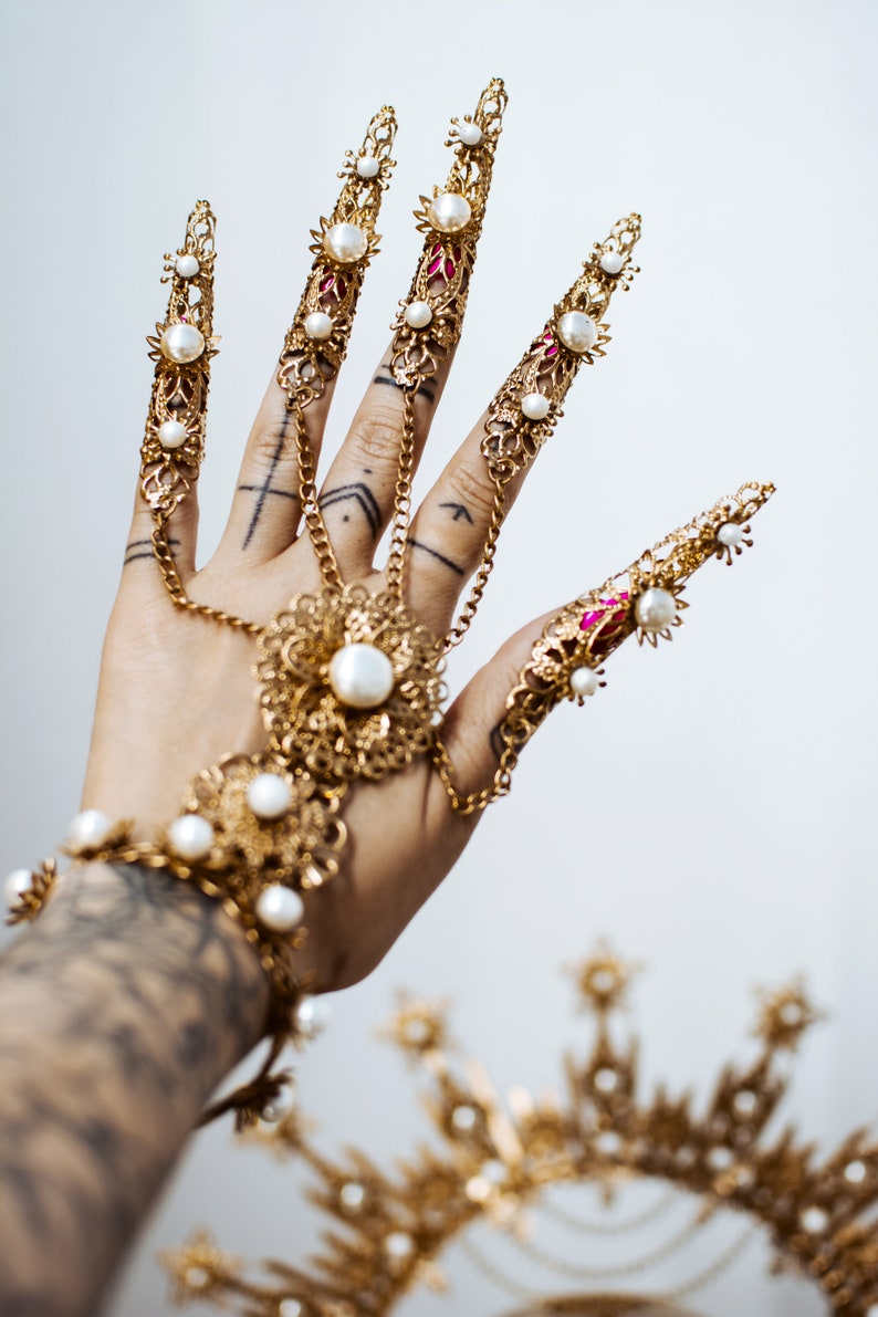 Gold Fingers Jewellery Gold Bracelet Nails Jewellery Nails Etsy