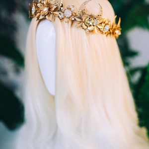 Elf Crown Elven tiara Celestial Jewellery Festival Headpiece Fairy Crown Flower Crown Wedding Tiara Bridal headpiece Flower hair wreath Boho image 10