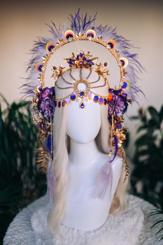 Sagittarius Zodiac Headband, Purple Birthday Crown, Carnival  display picture 3