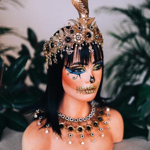 Cleopatra Cobra Goddess Crown Gold Egyptian Snake Headdress Isis Style Tiara Costume Accessory image 8