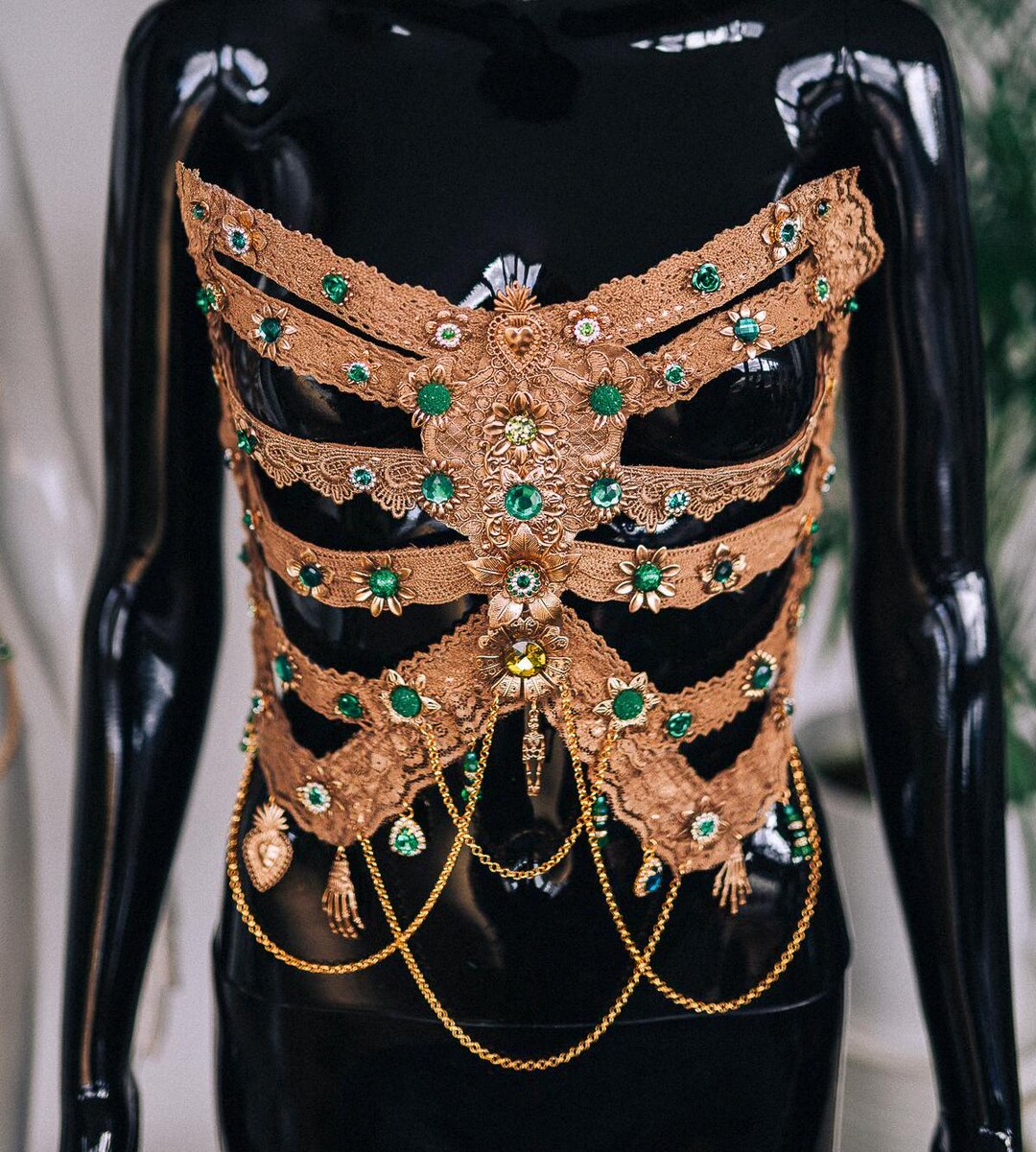 Golden Ribs, Emerald Skeleton, Gold Costume, Festival Outfit, Halloween ...