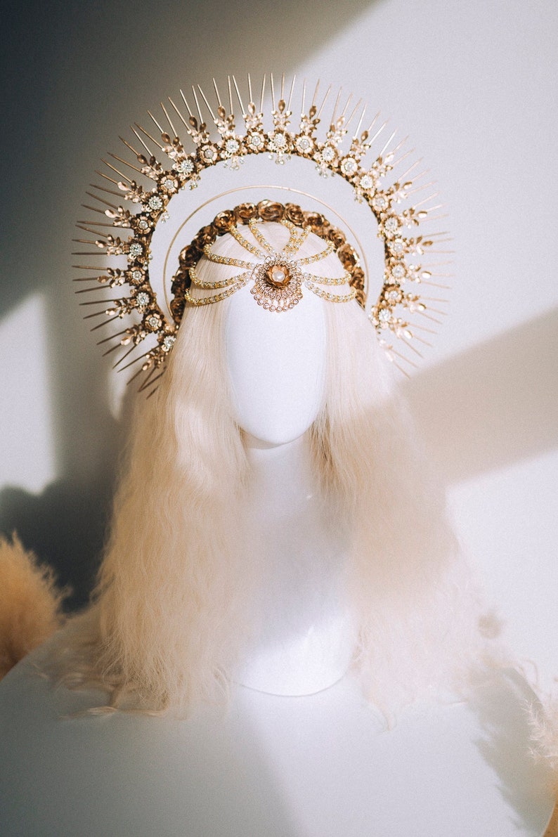 Sun Crown Celestial Headpiece Halo Headlights Gold Halo Crown Etsy