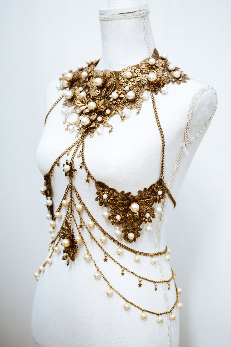 Star Harness Gold Body Harness Chain Choker necklace Etsy