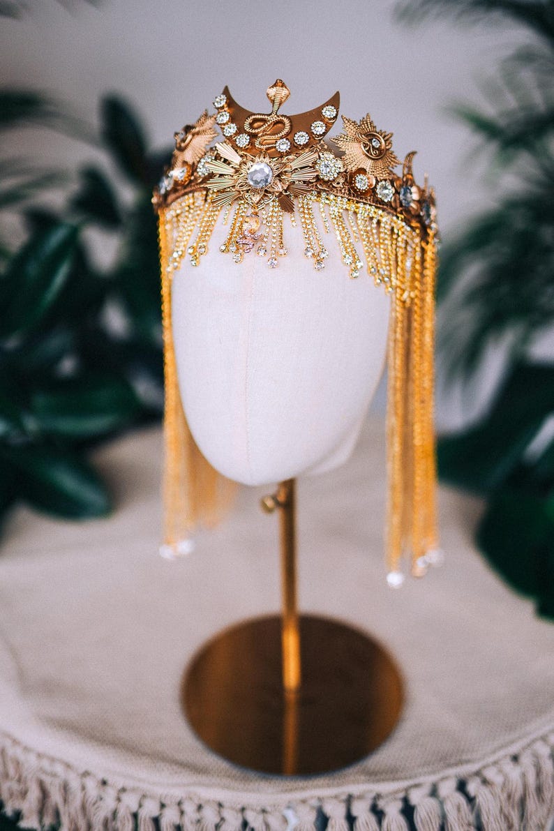 Accessoire de costume royal Cléopâtre couronne d'or de déesse égyptienne image 16