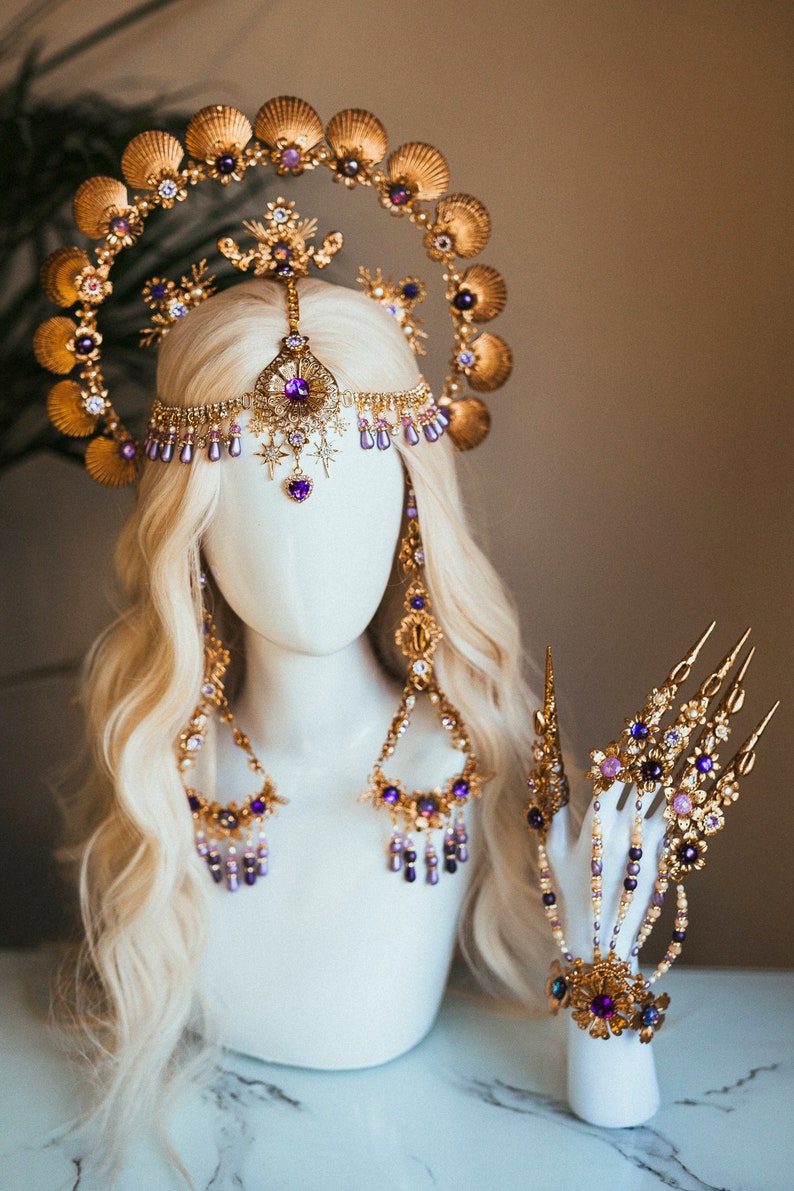 Mermaid Halo Crown, Halo Crown, Halo Headpiece, Halo Headband, Halo Headlights, Crown, Gold Halo, Headpiece, Wedding Crown, Mermaid Crown image 6