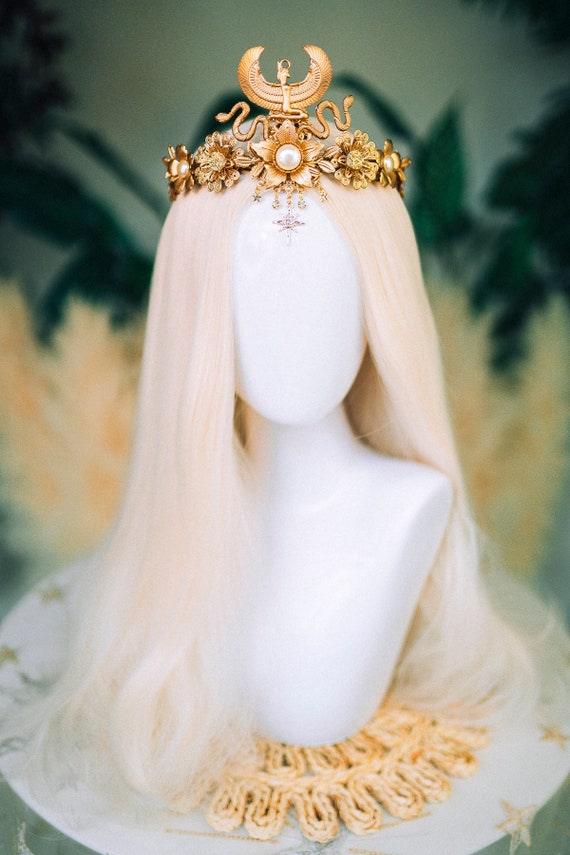Cleopatra Crown Egypt Princess Tiara Headpiece Headdress Gold Crown  Halloween Fairy Crown Goddess Crown Burning Man Jewellery Accessories 