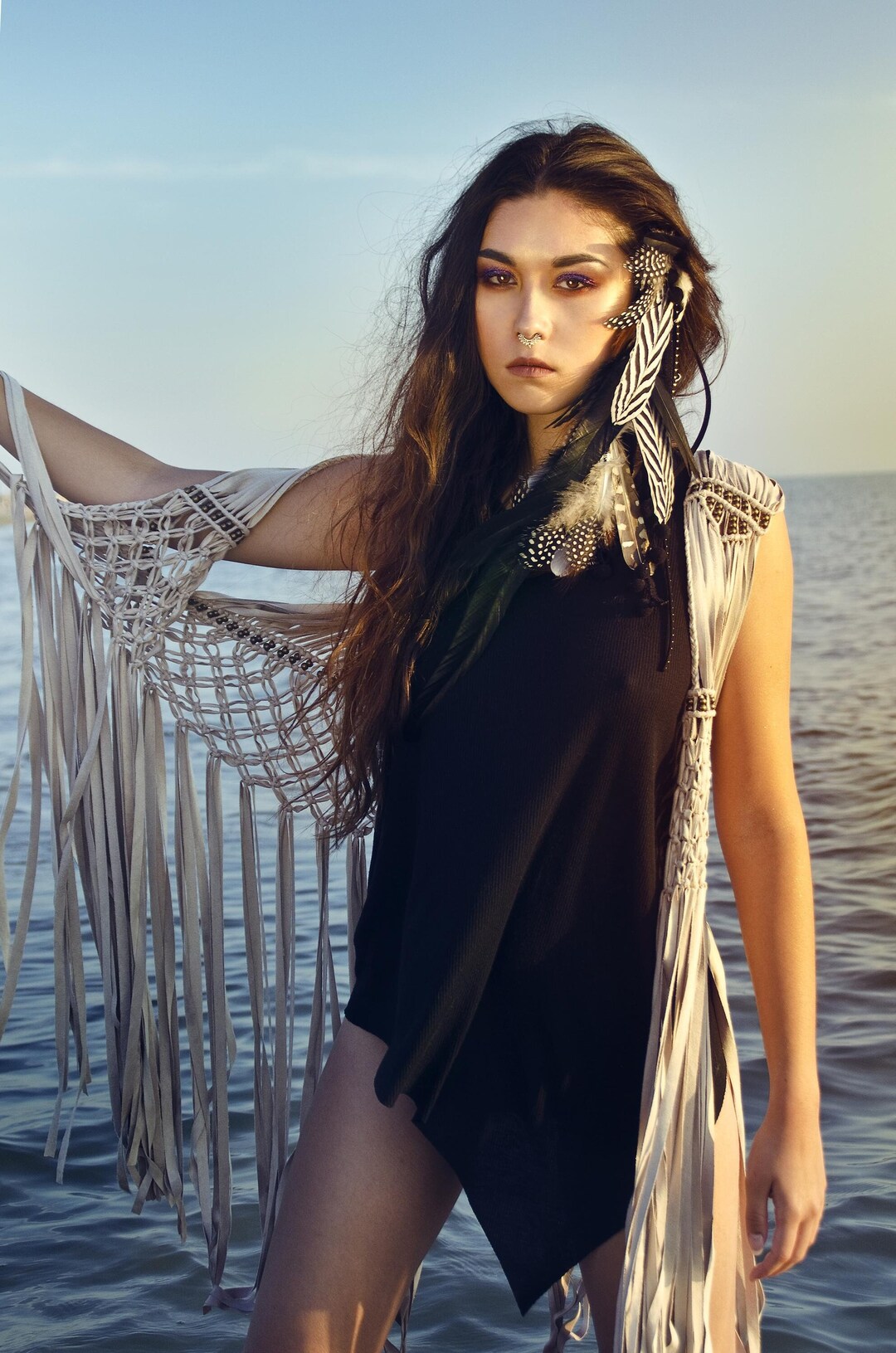 Feather Hair Clip Black Costume Accessory