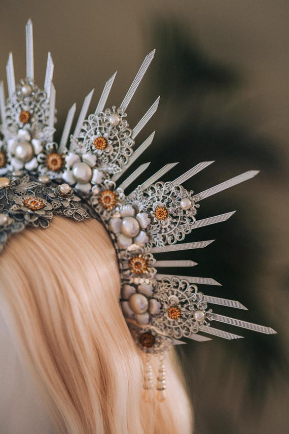 Silver Halo Headpiece with Crystal Accents - Women’s Hair Accessory Crystal bridal headband - Champagne bubbles crystal halo  main image 4