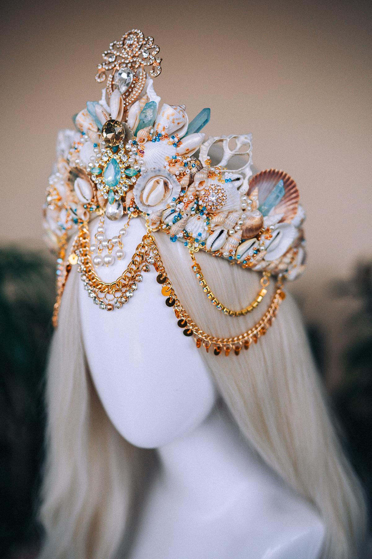 Mermaid halo crown, Gold Halo Crown, Seashell Hao Crown, Starfish Halo Crown Seashell Mermaid Crown for Adult Siren Headpiece Sea Queen  main image 3