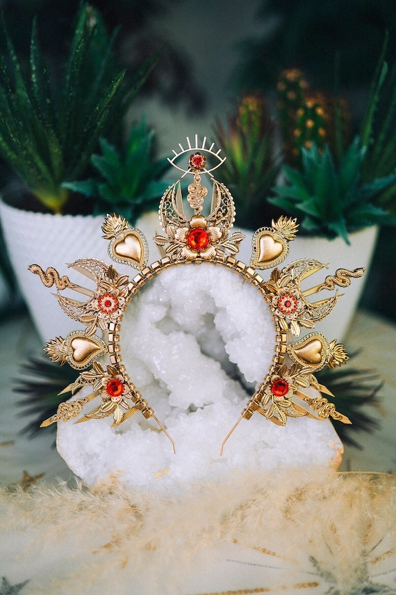 Day Of The Dead Deluxe Headband Adult Sunburst Sacred Heart Day Of The Dead Deluxe Headband Adult Sunburst Sacred Heart