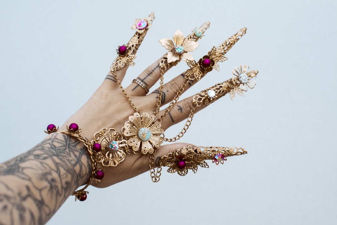 Gold Fingers Jewellery Gold Bracelet Nails Jewellery - Etsy UK