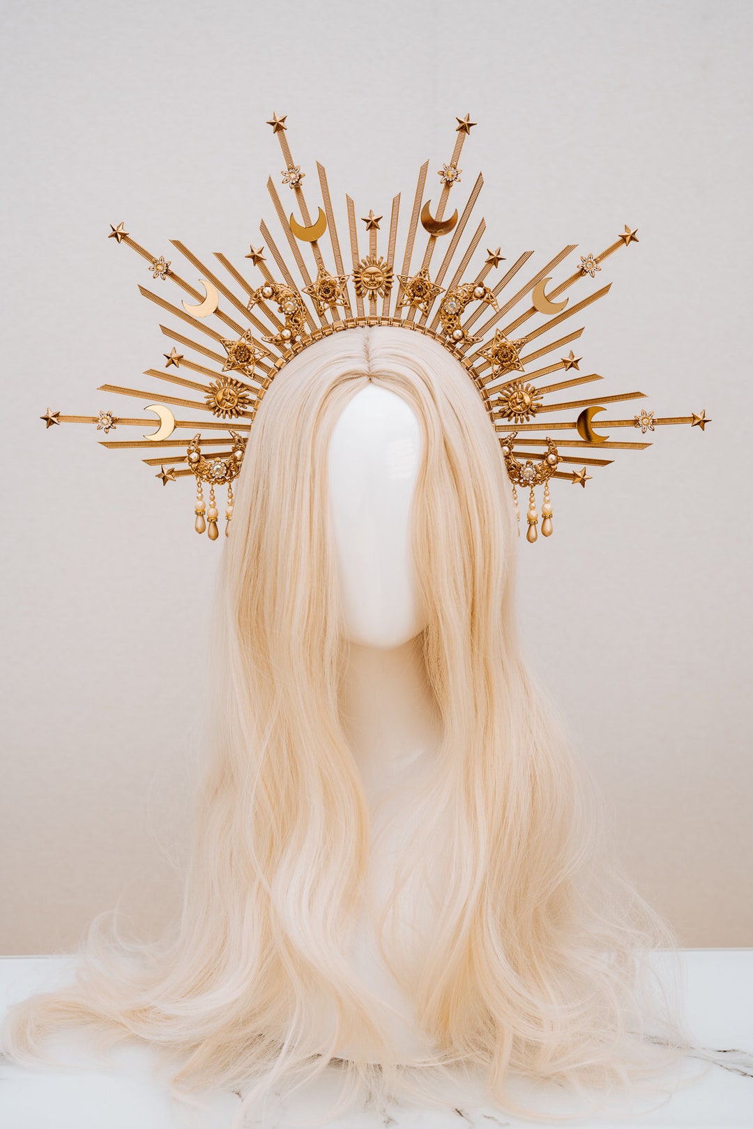 ☆herlipto☆Princess Gold Crystal Headband Amazon.com : GFLPO Halo Crown Moon Stars Goddess Crown Halo