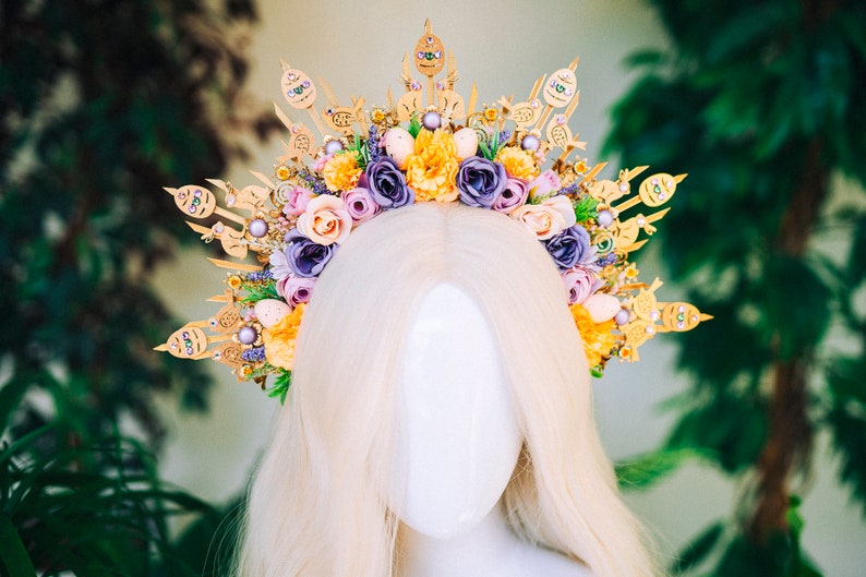 Flower Crown Spring Flowers Crown Halo Tiara Crown Headpiece Etsy