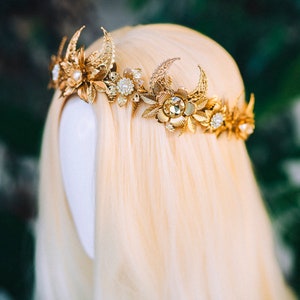 Elf Crown Elven tiara Celestial Jewellery Festival Headpiece Fairy Crown Flower Crown Wedding Tiara Bridal headpiece Flower hair wreath Boho image 9