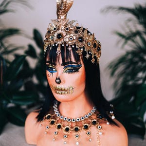 Cleopatra Cobra Goddess Crown Gold Egyptian Snake Headdress Isis Style Tiara Costume Accessory image 5
