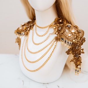 Moon Child Choker necklace, Gold Choker necklace, Chain Choker necklace, Glamour Choker, Party, Lace necklace, Body Decoration, Photo props image 8