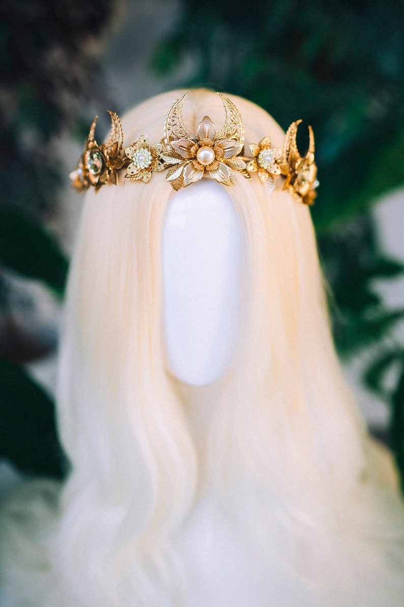 Elf Crown Elven tiara Celestial Jewellery Festival Headpiece Fairy Crown Flower Crown Wedding Tiara Bridal headpiece Flower hair wreath Boho image 4