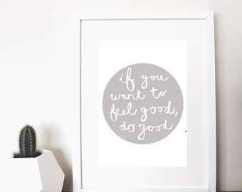 Inspirational quote kindness print in grey