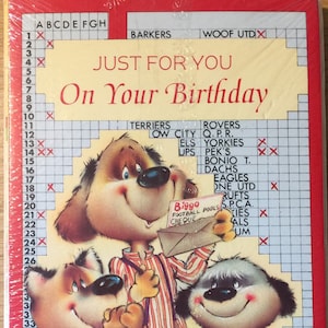 Vintage/retro/kitsch 1970s verzegeld pakket van 12 verschillende leuke verjaardagskaarten met enveloppen - open verjaardagskaarten - leuke kaarten - nostalgische kaarten