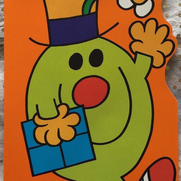 RARE Vintage 1978 Large Original Mr Men 'Mr Funny' 1st Birthday Card - Roger Hargreaves - Raphael Tuck Card Printed in UK - Mr Men Fan Card