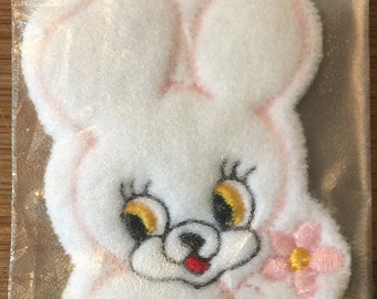 Fuzzy Blue Easter Bunny Rabbit Applique Patch 3-Pack, Iron on