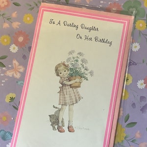 MUITO RARO Vintage por volta de 1970 para uma filha querida em seu aniversário 'American Greetings Corp.Card com design doce de menina e gato - fofo