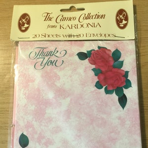 Fabulous Vintage Circa 1970s 'Thank You' Note Paper 20 Pink Sheets Pretty Roses Design & 20 Pink Envelopes Vintage Wedding Stationery image 2