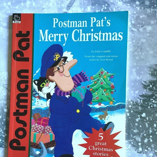 Vintage 1997  'Postman Pat's Merry Christmas' Paperback Book Written by John Cunliffe Illustrations from the Ivor Wood TV Show Bedtime Tales