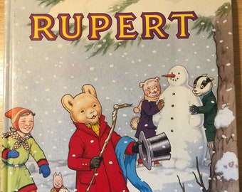 Vintage 1989 'Rupert' Daily Express Jahresbuch in gebundener Fassung - Rupert The Bear Sammlerbuch Fabelhaftes Vintage Geburtstagsgeschenk für einen Rupert Fan.