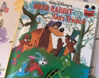 RARE Vintage/Retro 1981 First Edition &#39;Brer Rabbit Gets Tricked&#39; - Walt Disney Hardback Book - Glossy Cover - Unusual, Fun Birthday Gift