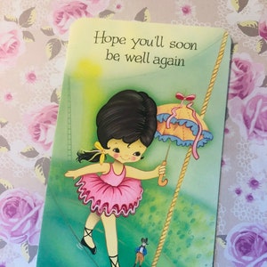 RARE vintage/Retro Circa 1970s 'Hope you'll soon be well again' Card with Tightrope Walker at the Circus Design - Nostalgia/vintage Lover