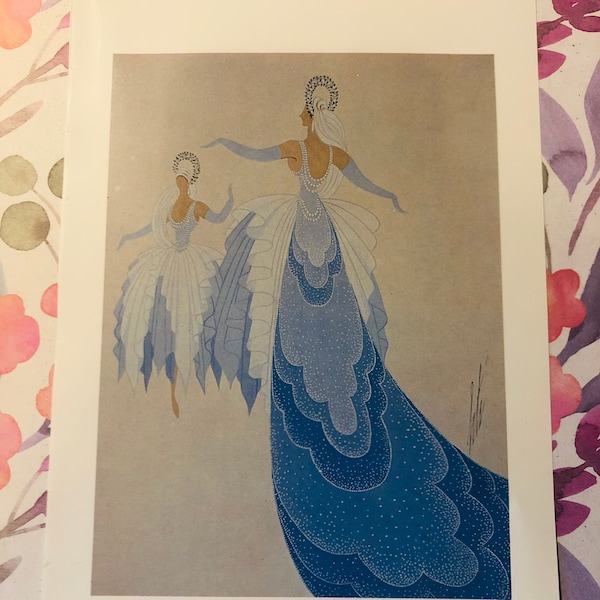 RARE ORIGINAL Stunning 1978 'Erte' Book Plate 'Waltz Ralsdo Blue Donaue Costume' Un-mounted Print Perfect Art/Erte/Fashion Print For Framing