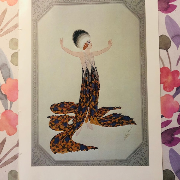 RARE ORIGINAL Stunning 1978 'Erte' Book Plate 'Costume For Gaby Deslys' Un-mounted Print Perfect Art Deco/Art/Erte/Fashion Print For Framing