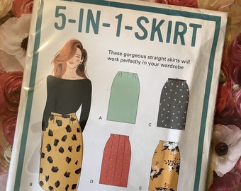 Uncut threadcount Sewing Pattern TC1901 -  5-In-1  Skirts - Sizes 16-24 - Sewing - Semi Fitted Straight Skirts