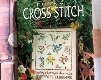 STUNNING Vintage 1993 'Floral Cross Stitch' Book in Hardback by Melinda Coss - 20 Designs with Easy-to-follow Instructions - Sewing Fan Gift