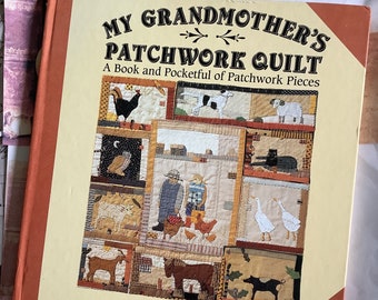 Vintage 1994 First Edition 'My Grandmother's Patchwork Quilt' Hardback Book by Janet Bolton - A Book and Pocketful of Patchwork Pieces -Gift