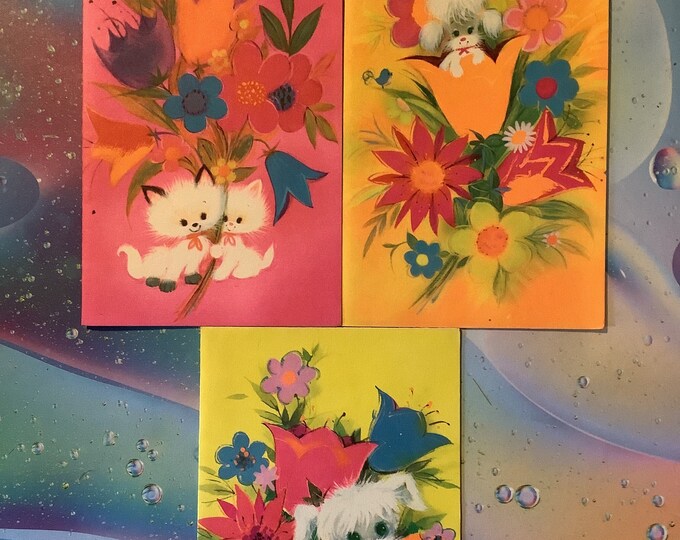 RARE Retro/vintage Circa 1970s Blank Notelets/cards With ADORABLE ...