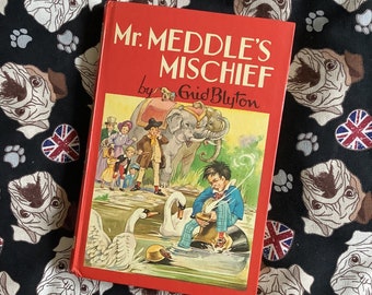 Vintage 1970 Enid Blyton's 'Mr Meddle's Mischief' Book in hardback with B&W Illustrations by Rene Cloke Fun, Retro, Nostalgic Birthday Gift