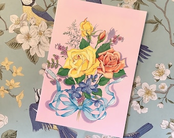 RARE Vintage 1970s 'Lo siento, te vas' Tarjeta con un bonito diseño floral - Tarjeta de jubilación - Tarjeta de salida para una nueva tarjeta de trabajo - Una tarjeta para enmarcar