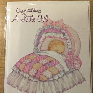 RARE Vintage/Retro Circa 1970 'Congratulations A Little Girl' Card - Super Cute Design - Sweet Verse - Vintage Lovers Card - New Baby Card