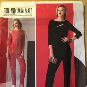 Uncut 2017 Vogue &#39;Tom & Linda Platt American Designer&#39; Sewing Pattern V1570 For a Misses&#39; Top and Pants in Sizes 6-8-10-12-14 Supply Pattern